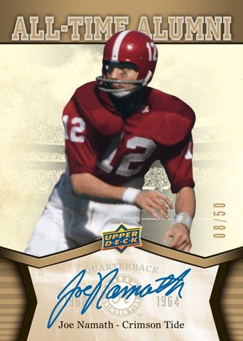 2012 Upper Deck Alabama Football Autograph Card Joe-Namath