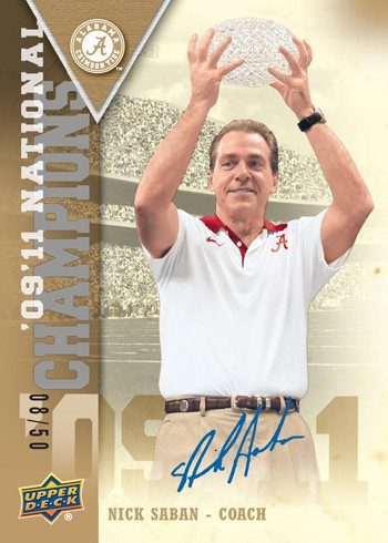 Nick Saban could coach anywhere and now it seems Texas wants him. Here the 2012 Upper Deck Alabama Football Autograph Card featuring Nick Saban
