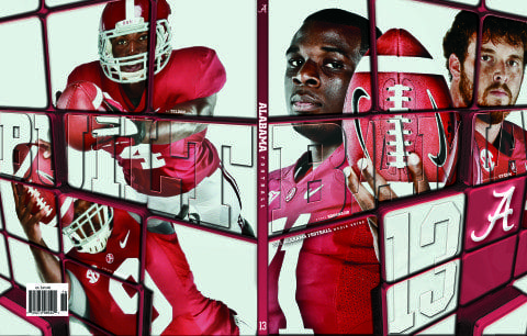 2013 Alabama Football Media Guide Cover Offensive Line