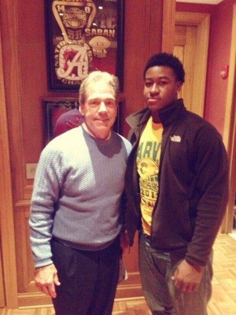 Shaun Dion Hamilton and Alabama coach Nick Saban. 