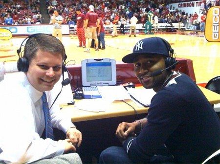 Alabama play-by-play man Chris Stewart, putting on a smile behind all the pain