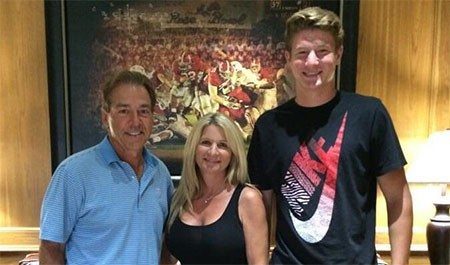 New Tide commitment Blake Barnett shown with his mom and the greatest coach of our time.