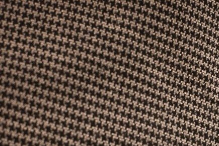 A close view of a houndsooth pattern on a fedora-style hat similar to the "Bear" Bryant style worn by fans of the Alabama Crimson Tide.
