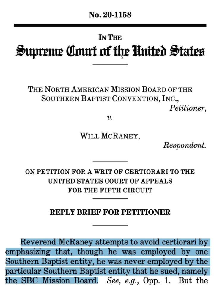 Willy Rice’s NAMB lied to the Supreme Court of the United States