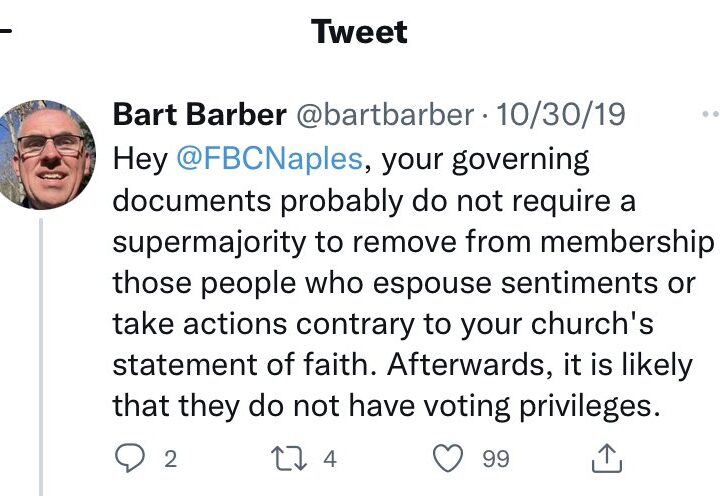 Bart Barber slandered FBC Naples conservatives